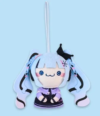 Snow Miku x Kuromi Mochipico Mascot A: Snow Miku (Nikkori(Smile)) 8 cm
